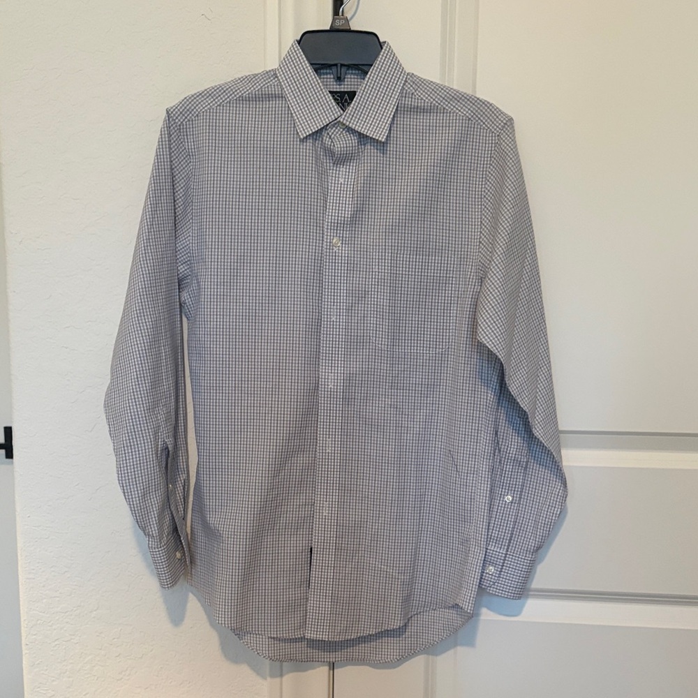 Never Worn! Men’s Jos. A. Bank Gray Checkered Dress Shirt
